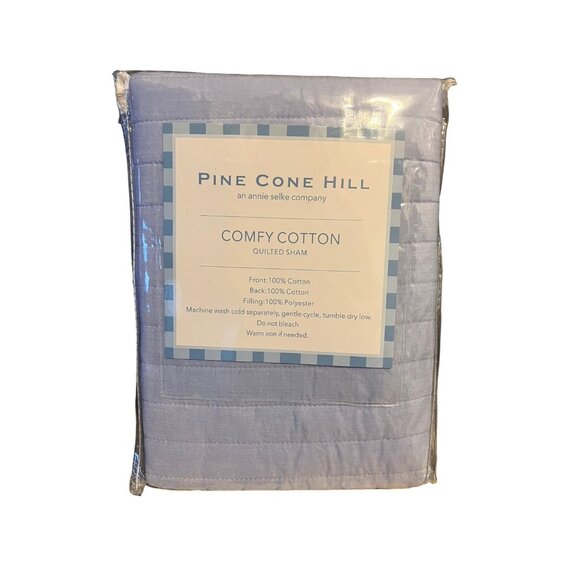 New Pine Cone Hill Sham European Comfy Cotton Quilted Annie Selke French Blue - Picture 2 of 3